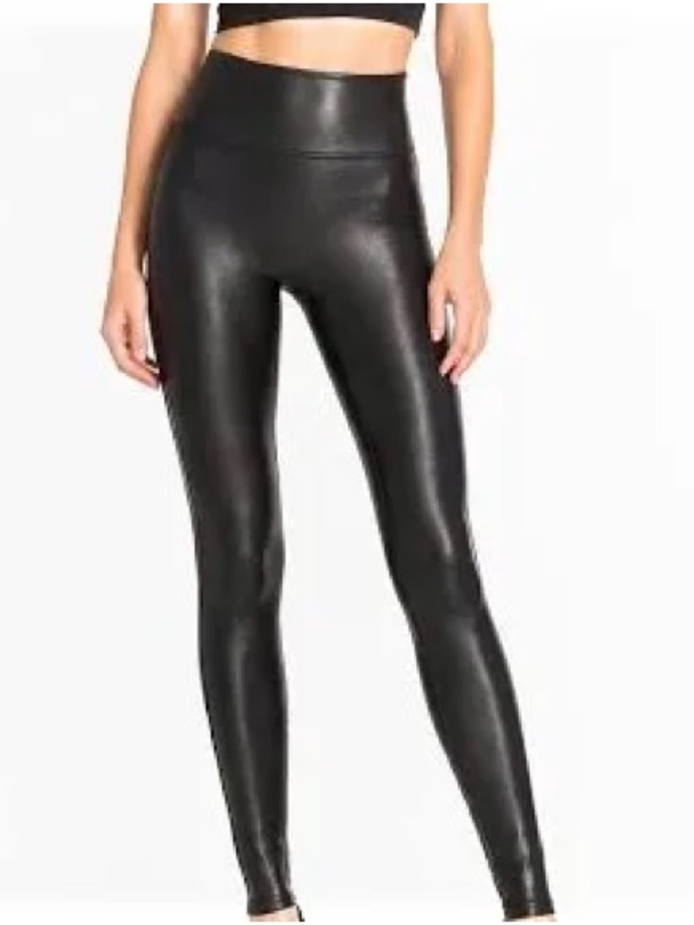 SPANX Black High-Waist Faux-Leather Leggings (EUC)